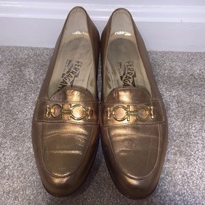 Gold Ferragamo Shoes